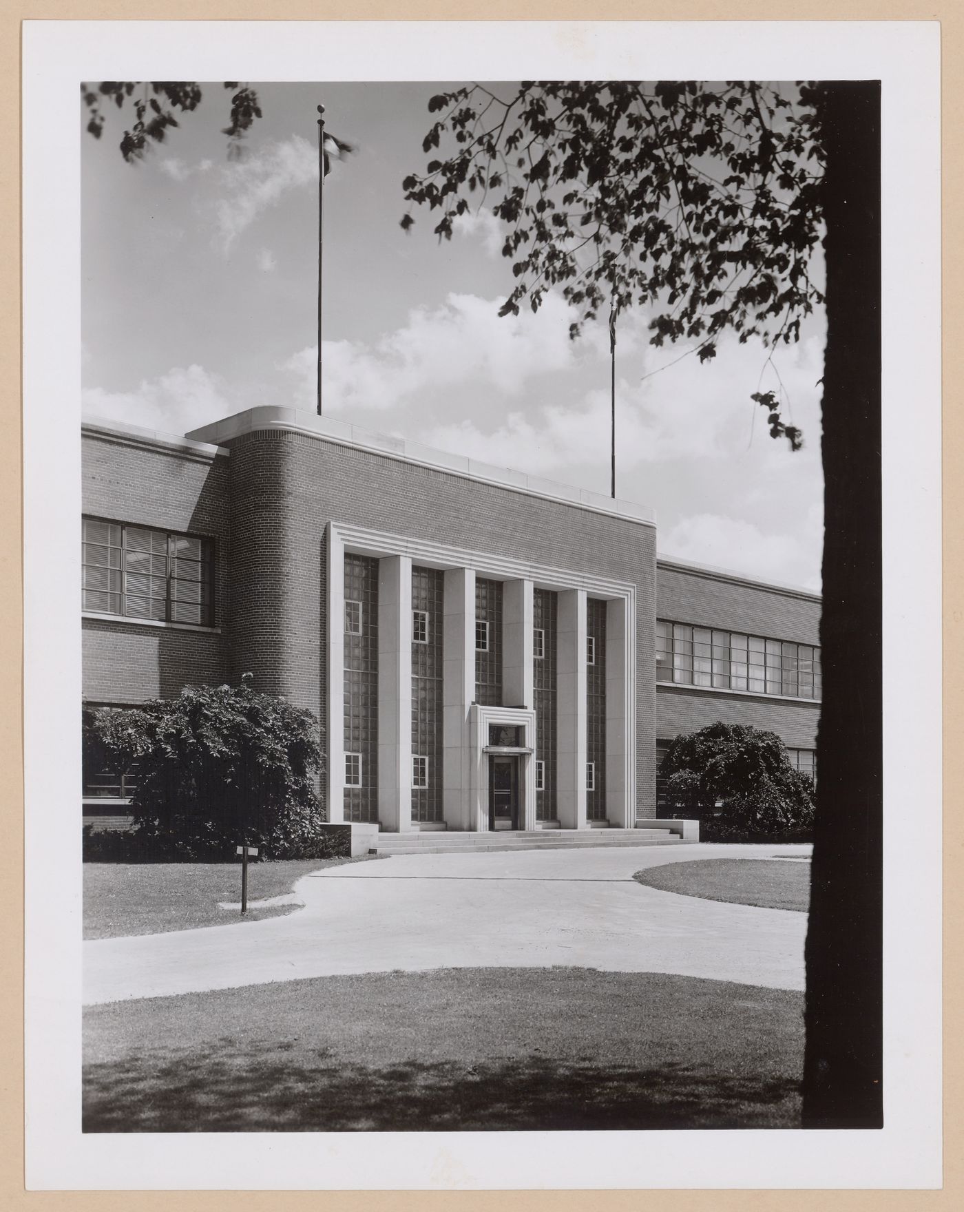 View of the principal façade of the Administration Building, United States Naval Ordnance Assembly Plant, Center Line, Michigan