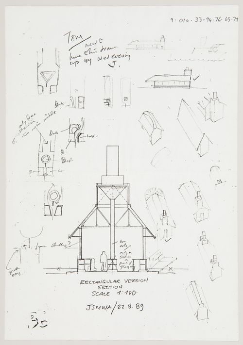 Biennale bookshop, Venice, Italy: section and sketches