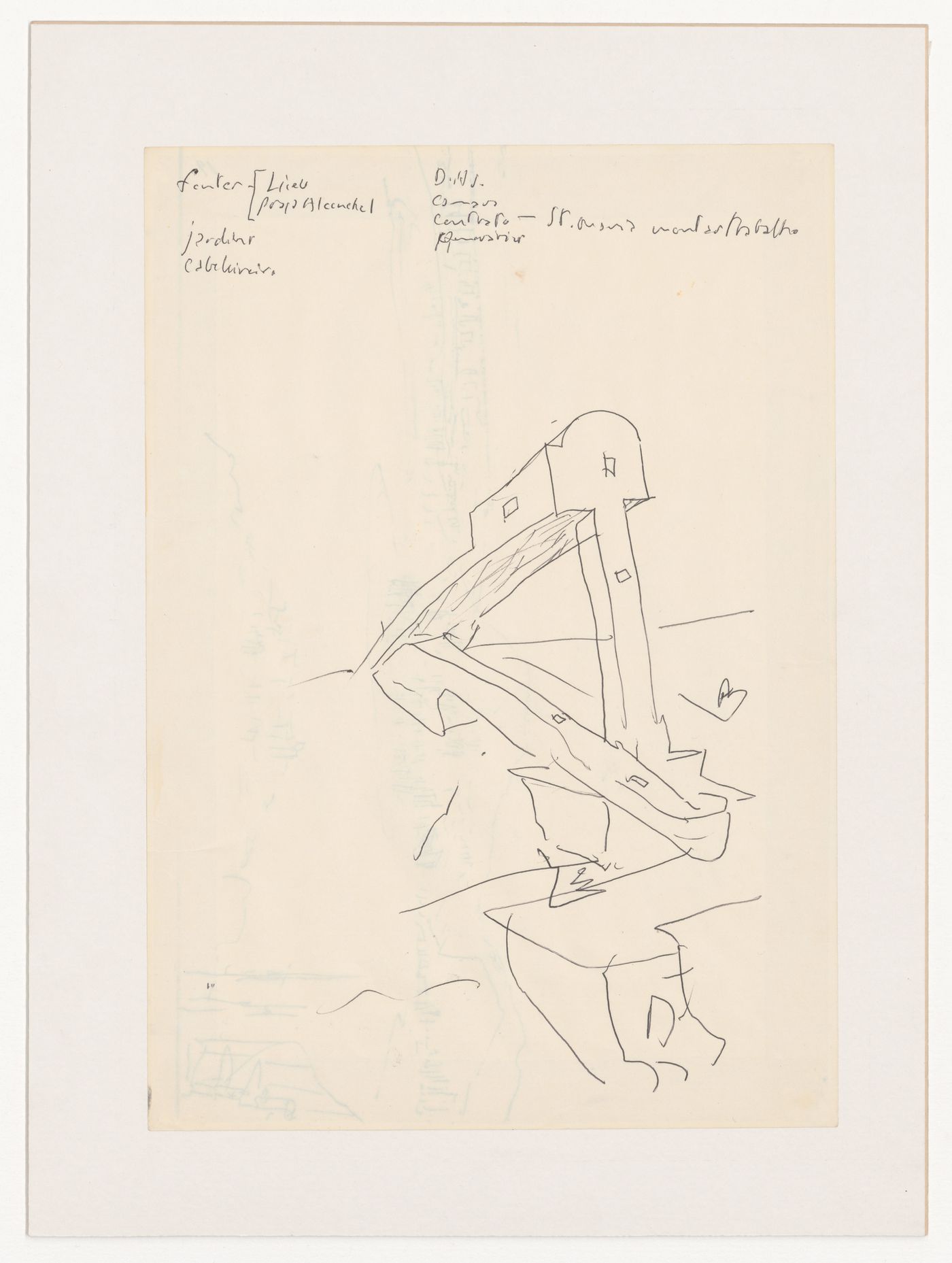 Sketch with notes for Casa Mário Bahia [Mário Bahia house], Gondomar, Portugal