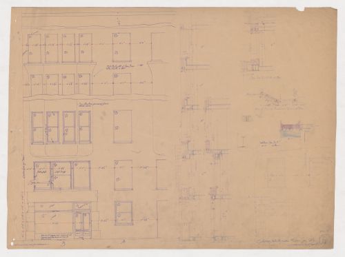Kearsarge Building, Chicago: Partial elevations and sections with sectional and plan details for the façades and bay windows
