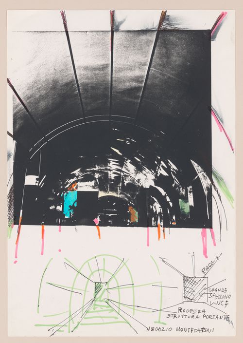 Collage with notes for Design shop, Montecatini Terme, Pistoia, Italy