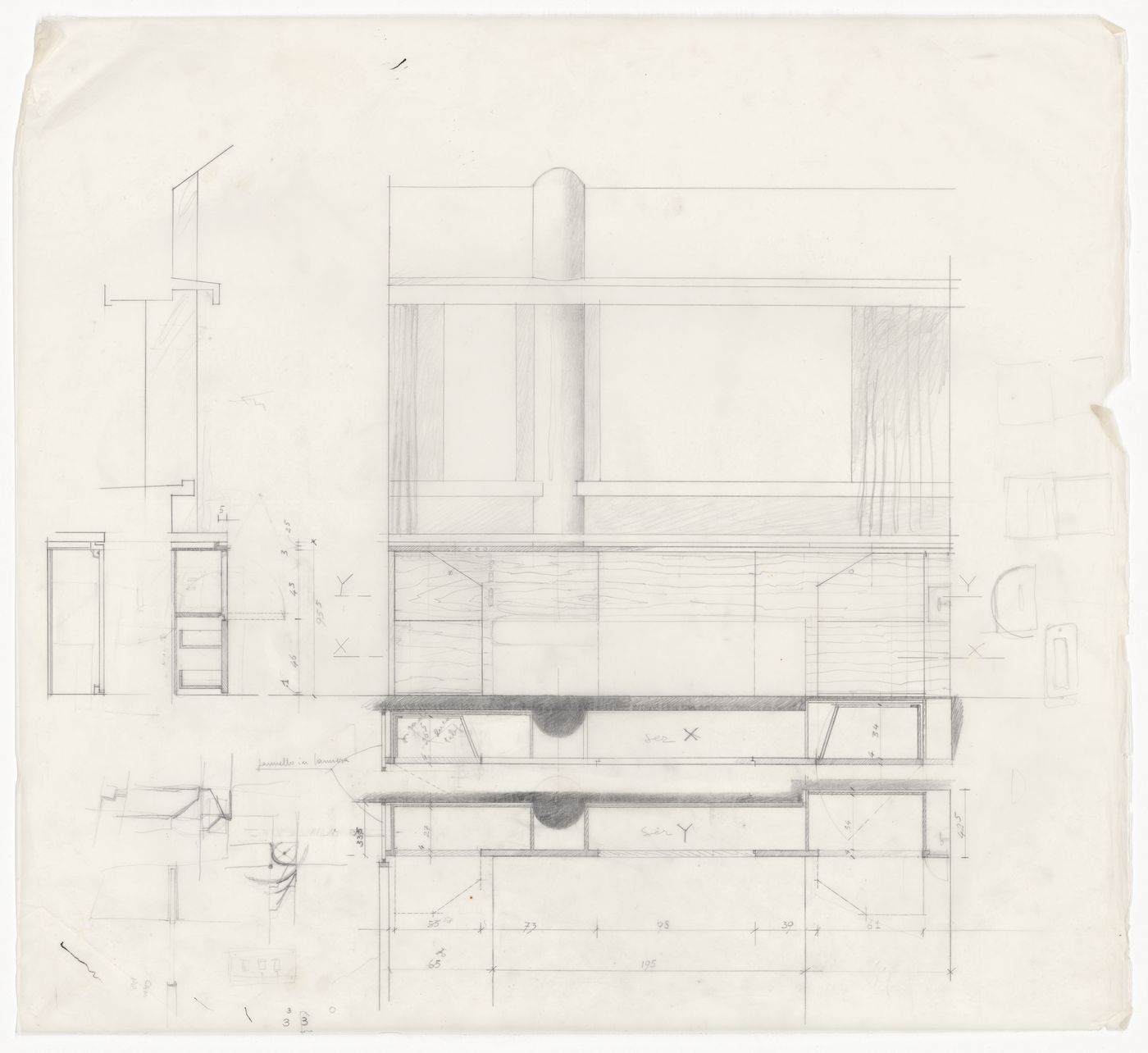 Sections and elevations for Appartamento Grossetti, Milan, Italy