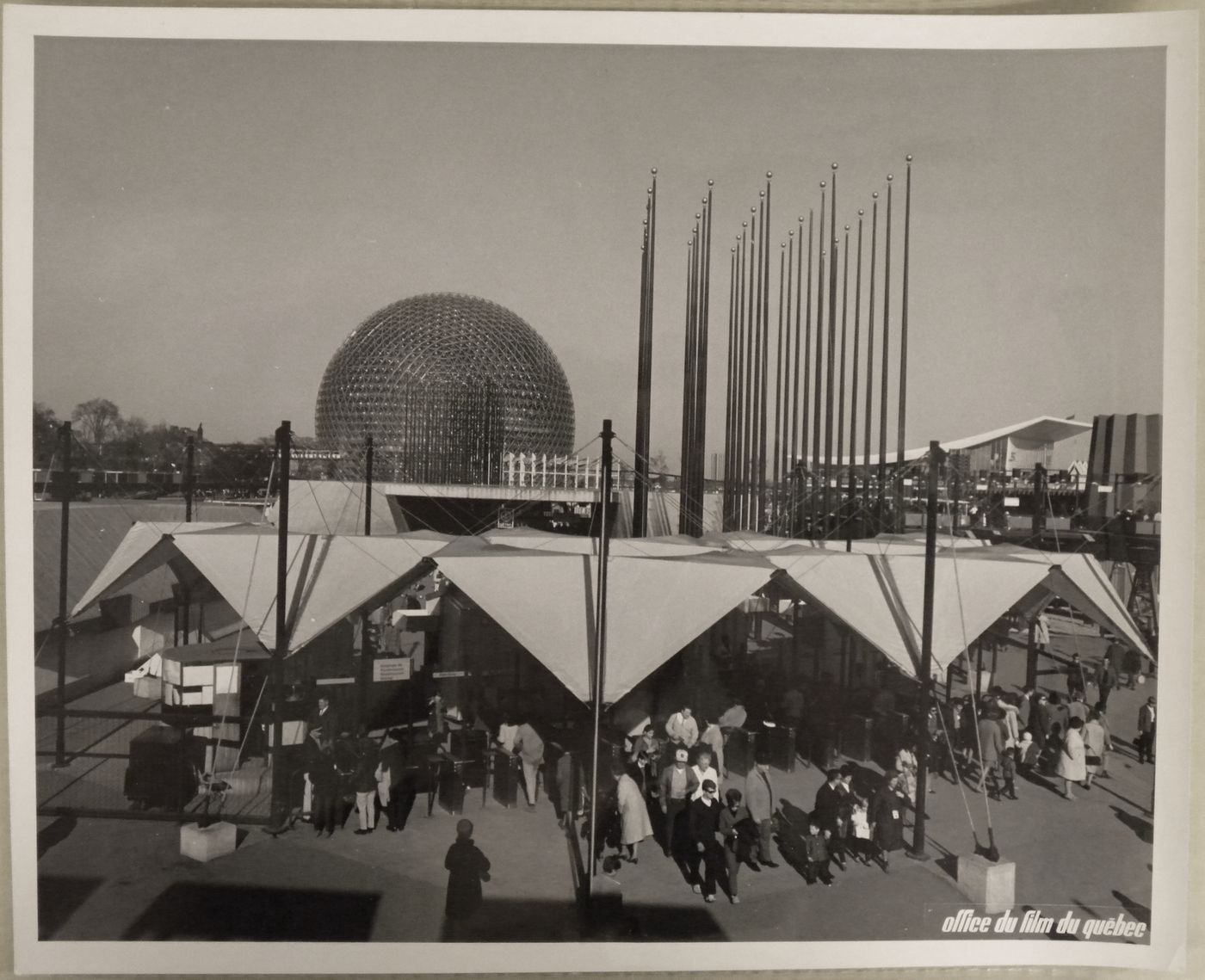 View of the entrance with the Pavilions of the United States and of the Soviet Union in background, Expo 67, Montréal, Québec