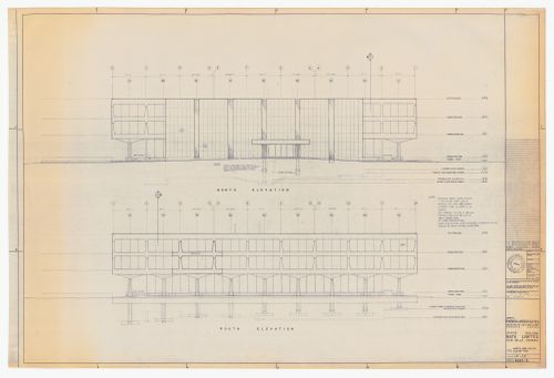 North and south elevations for Bata Limited Office Building, Don Mills, Ontario