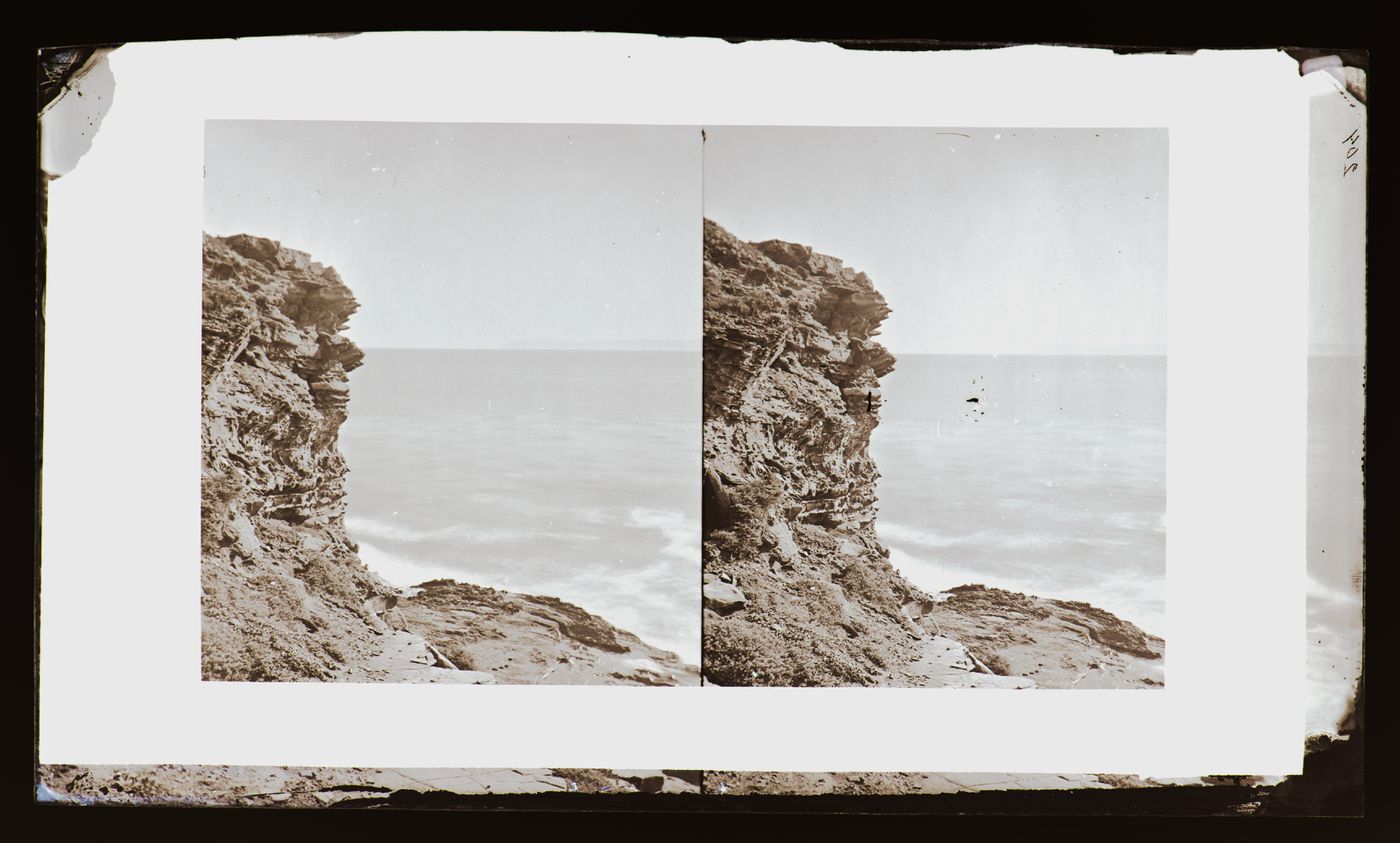 Stereograph of Precipice Rocks, Point Fermin, California, United States of America