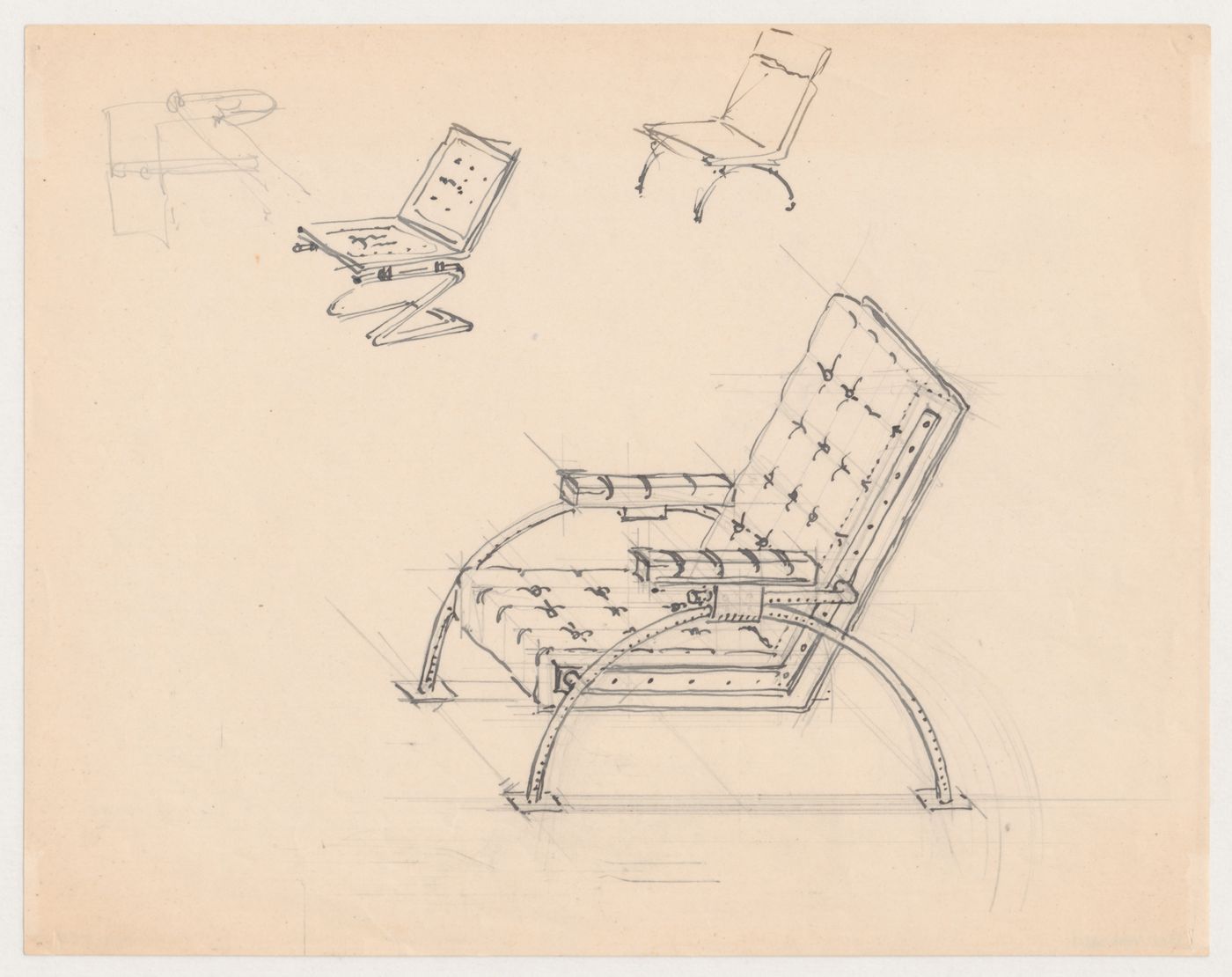 Sketch perspectives for chairs, possibly for Metz & Co., Amsterdam, Netherlands