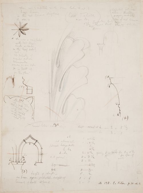 Worksheet No. 138, for 'The Stones of Venice': Details of the balcony of Palazzo Falier