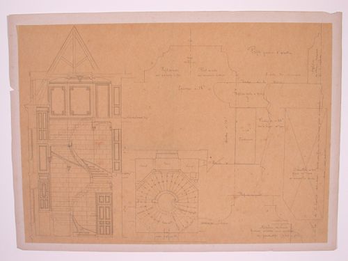 Plan, section and full - scale details of a stair tower