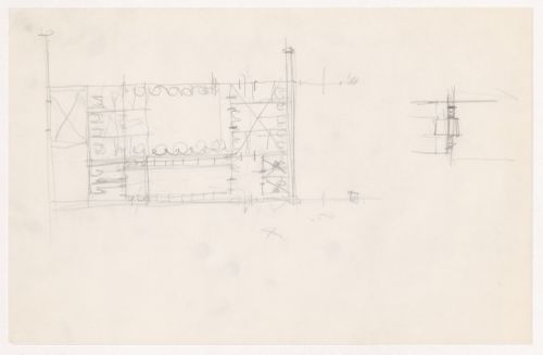Partial sketch plans for the Metallurgy Building, Illinois Institute of Technology, Chicago, with an unidentified sketch