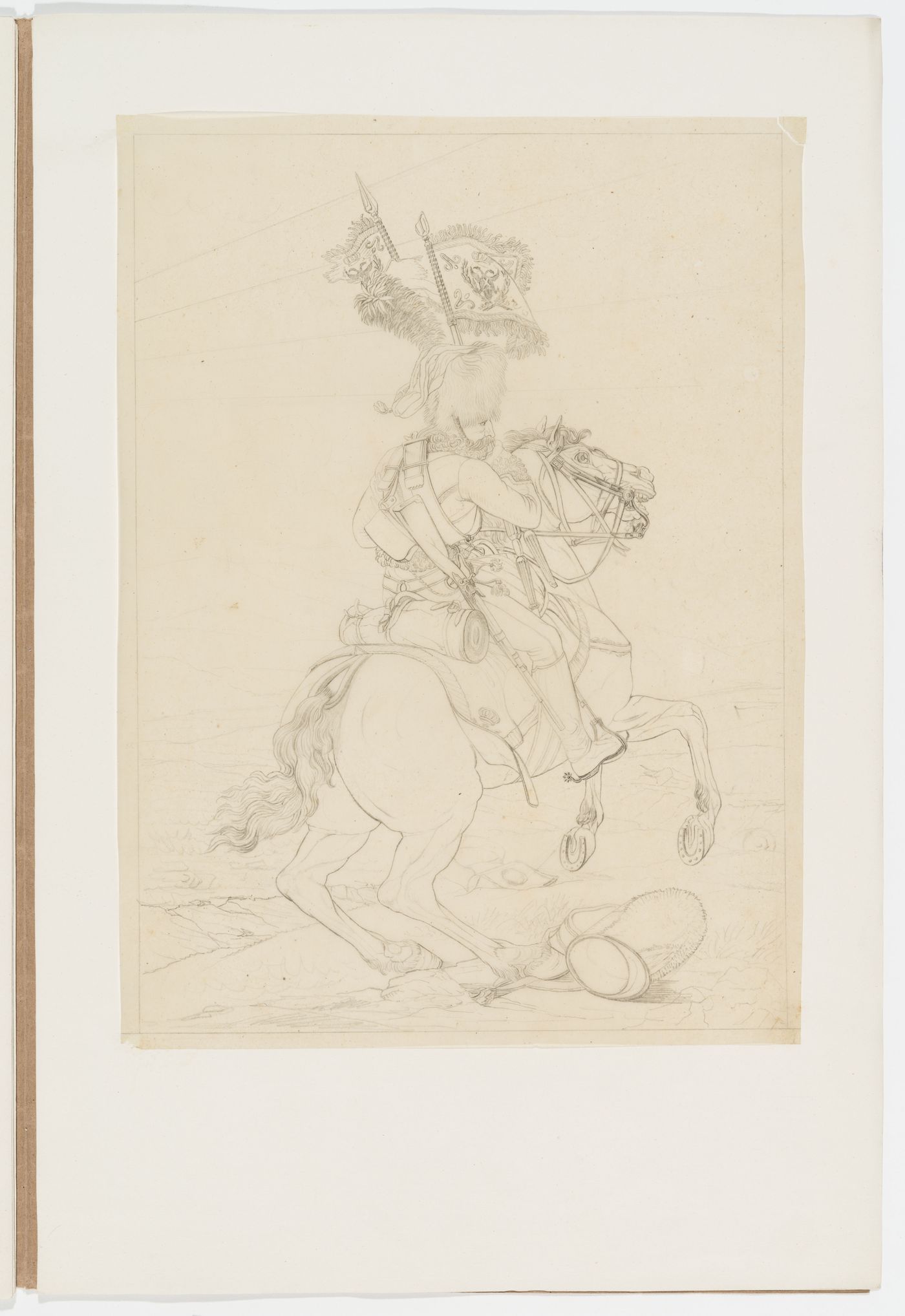 Sketch of a cossack on a horse