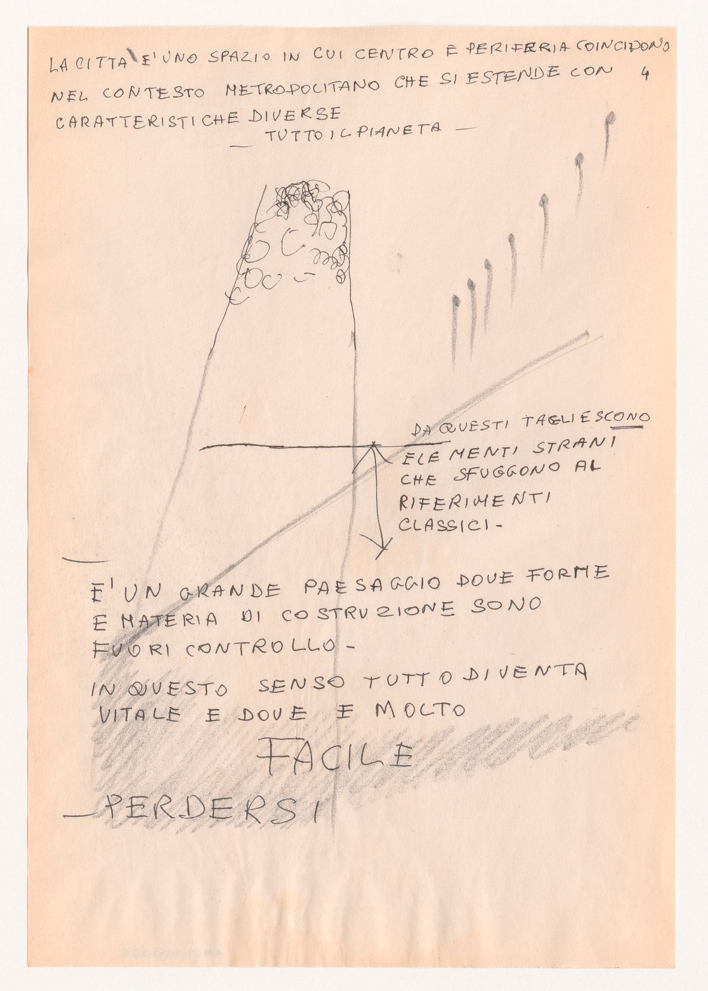 Notes and sketch for Breve racconto di Architettura [Brief tale of architecture]