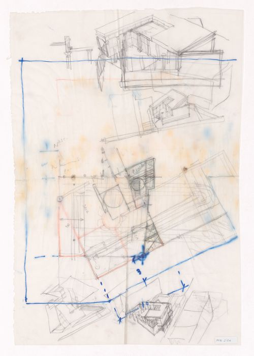 Sketch axonometric views and plan for Escola Paula Frassinetti, Porto, Portugal