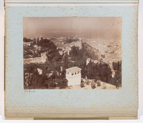 View of Generalife, Alhambra, and Granada in the distance, from the Seat of the Moor, Alhambra, Granada, Spain
