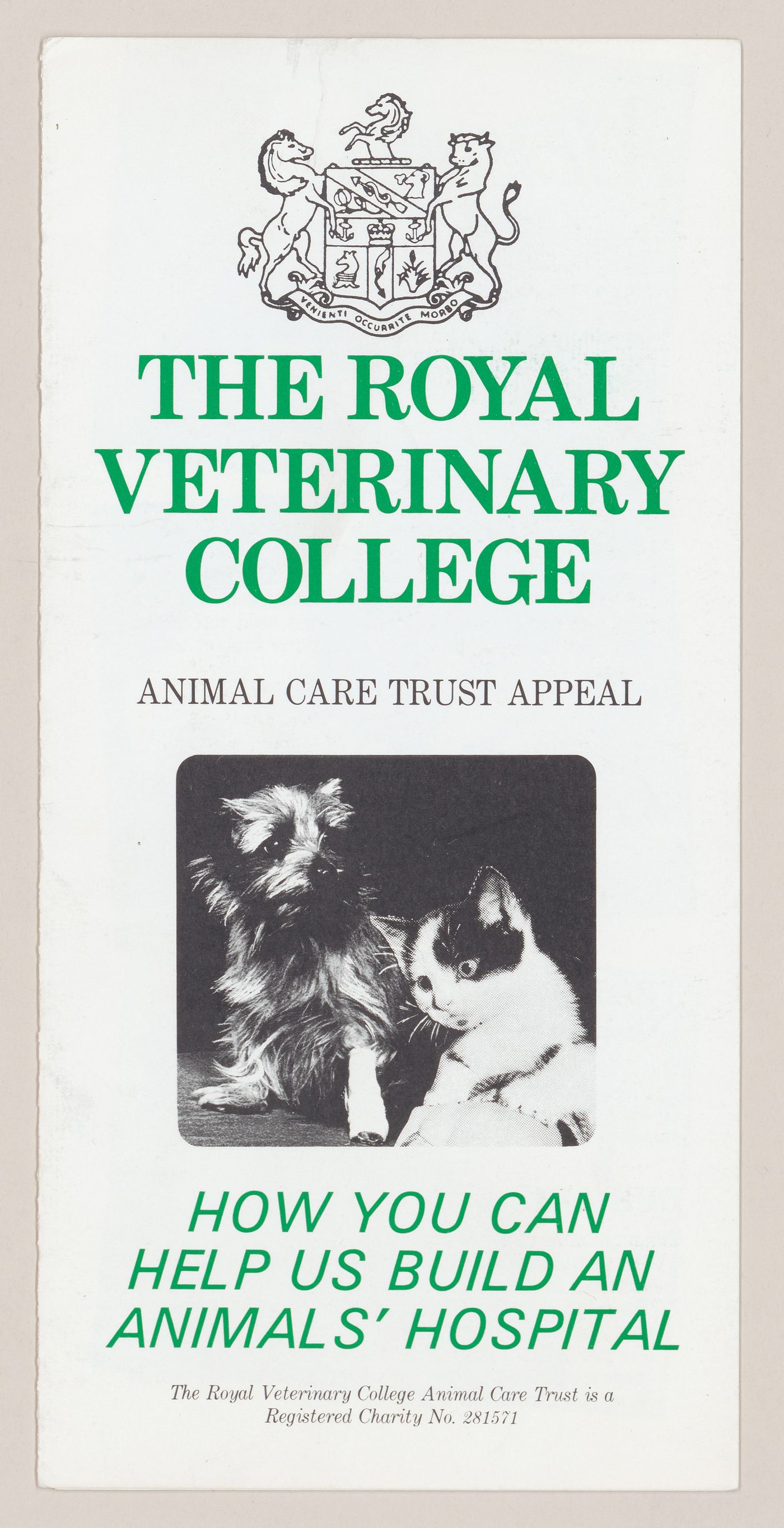 Fundraising brochure "How you can help us build an animals' hospital" from The Royal veterinary college