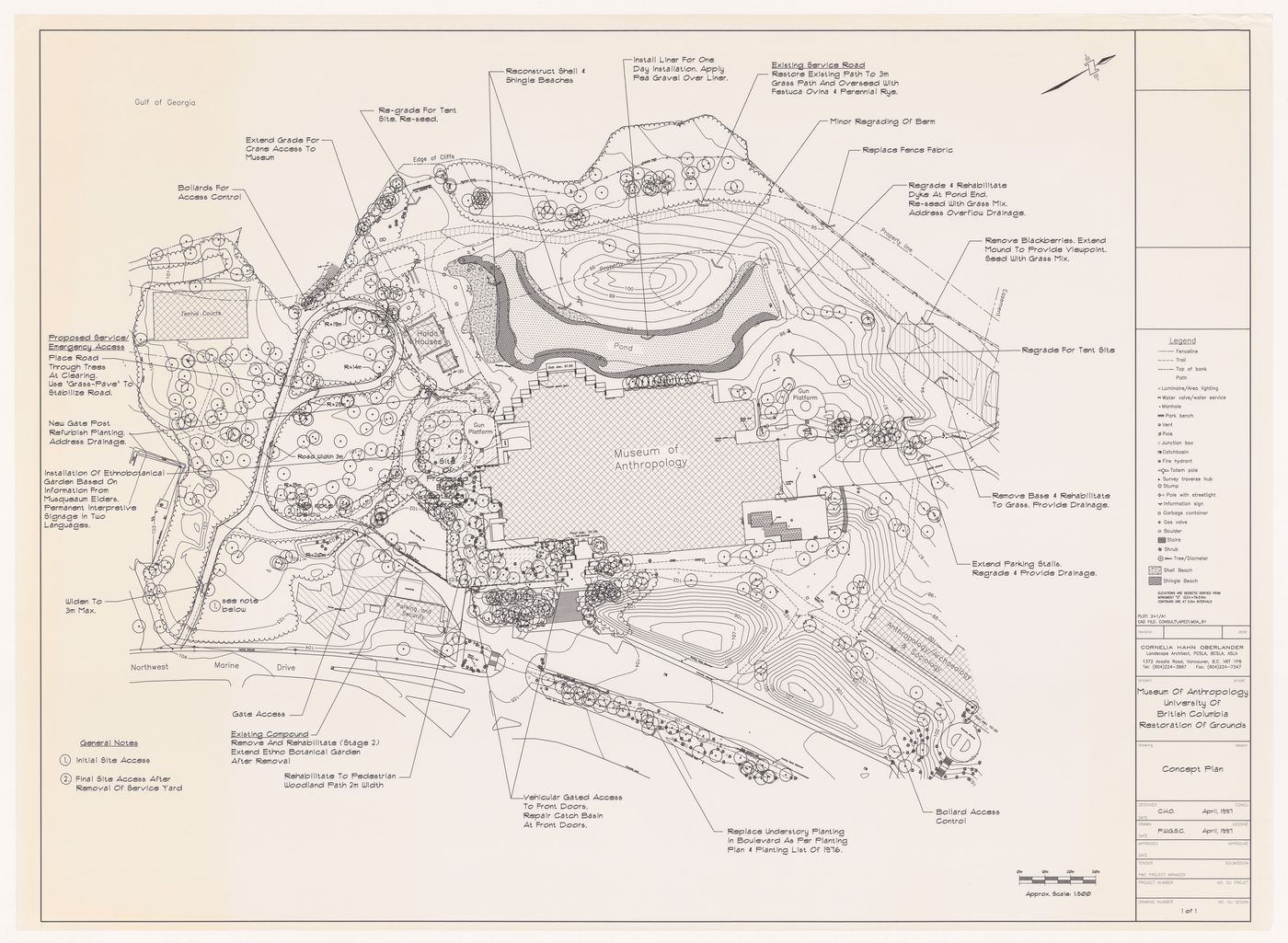 Landscape plan for Restoration of grounds of Museum of Anthropology University of British Columbia, Vancouver, British Columbia