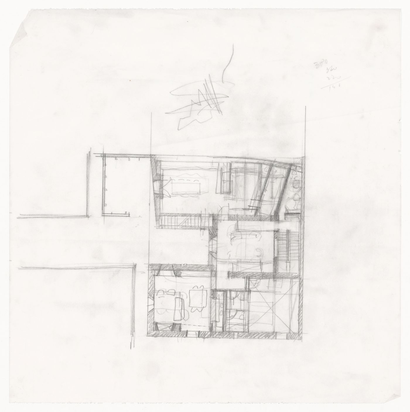 Sketch of floor plan for Casa Miggiano, Otranto, Italy