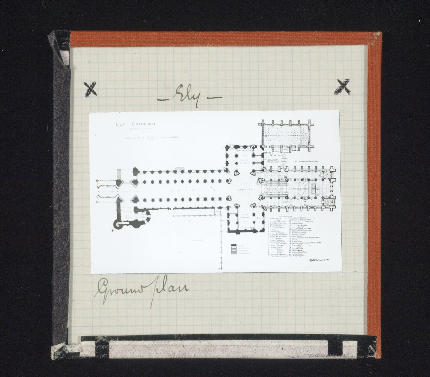 View of ground plan of Ely Cathedral from unidentified source, Ely, Cambridgeshire, England