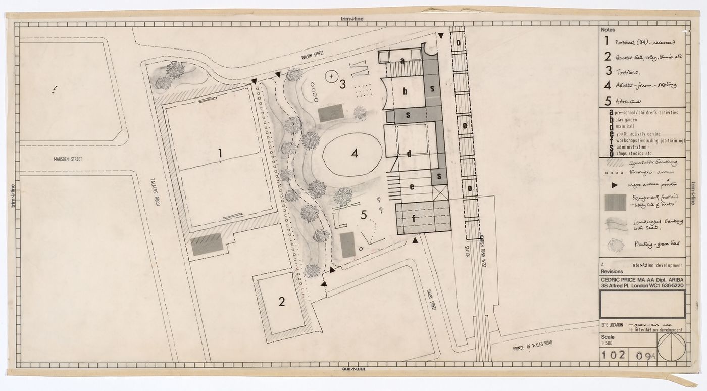 Inter-Action Centre, London, England: site plan