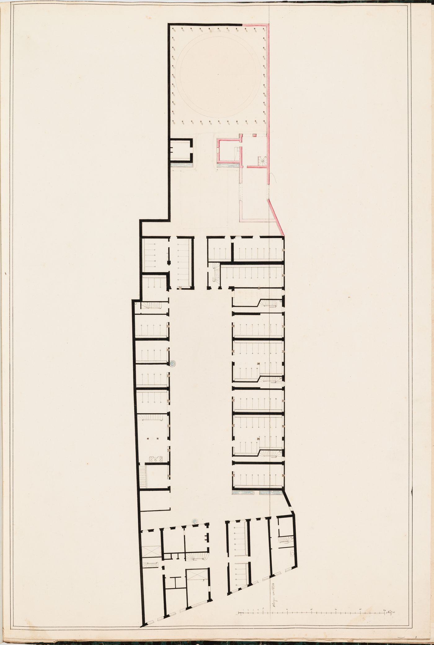 Project for alterations to the caserne de gendarmerie, rue du Faubourg-Saint-Martin: Ground floor plan