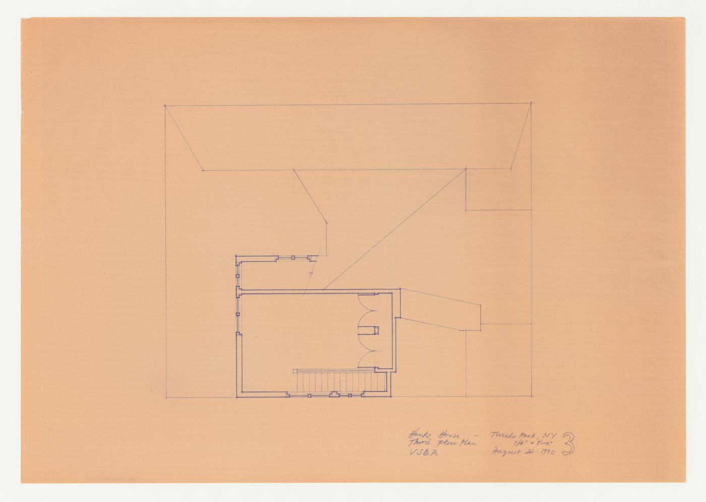Third floor plan for the Hanks-Paré Residence, Tuxedo Park, New York