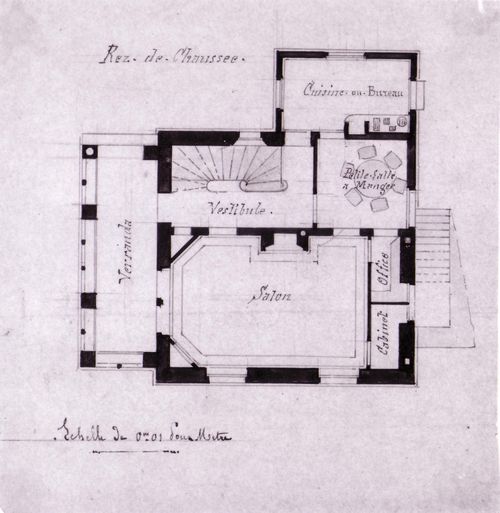 Plan for the "rez-de-chaussée" of Goschler House, Le Vésinet
