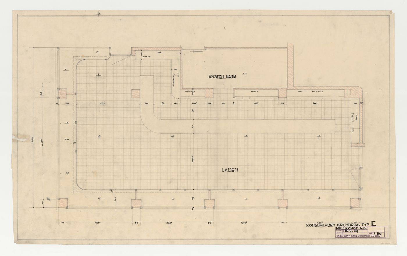 Plan for a type E co-op store, Hellerhof Housing Estate, Frankfurt am Main, Germany