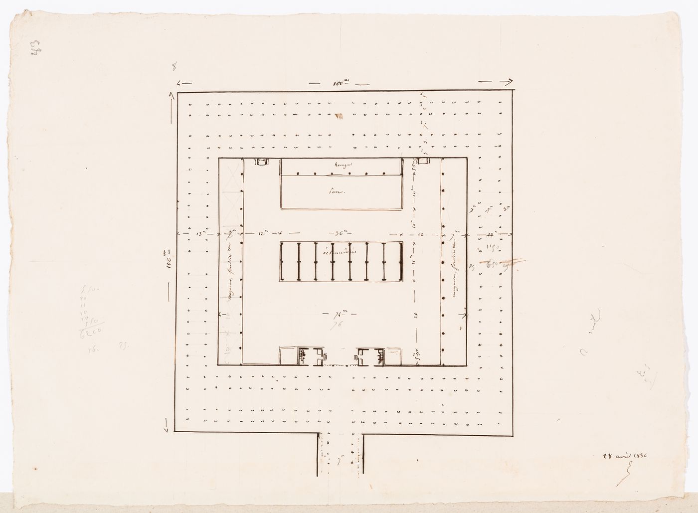 Project for a horse slaughterhouse, La Villette: Variant plan