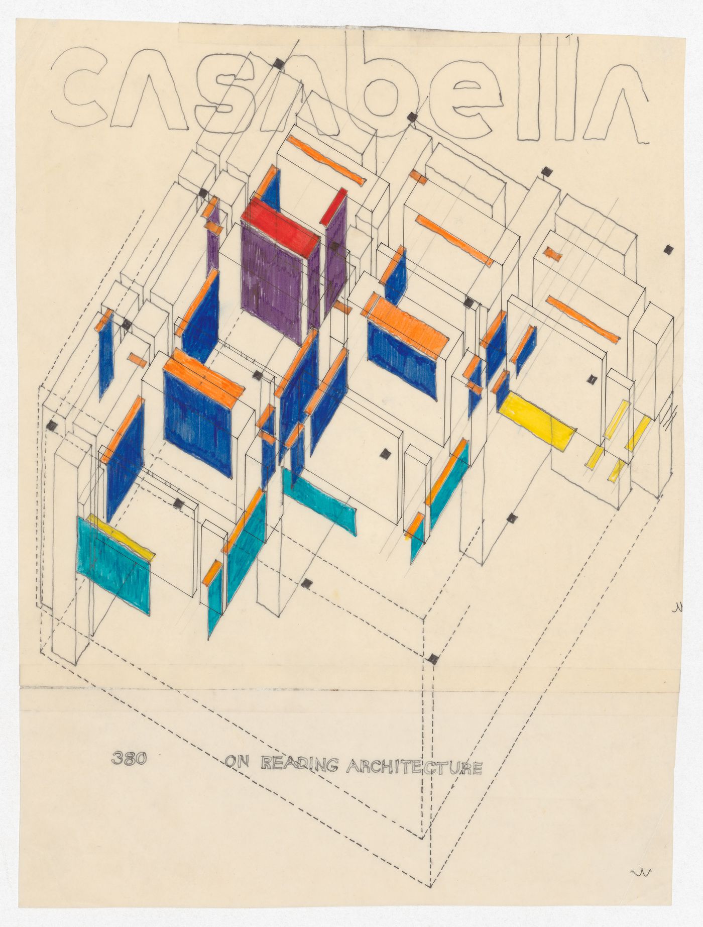 Axonometric for Falk House (House II), Hardwick, Vermont for Casabella publication