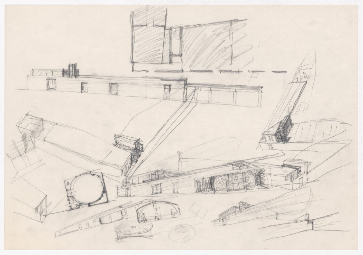 Sketch plan, elevation and perspectives for Casa J. M. Teixeira, Quinta do Forno, Briteiros - Guimarães, Portugal