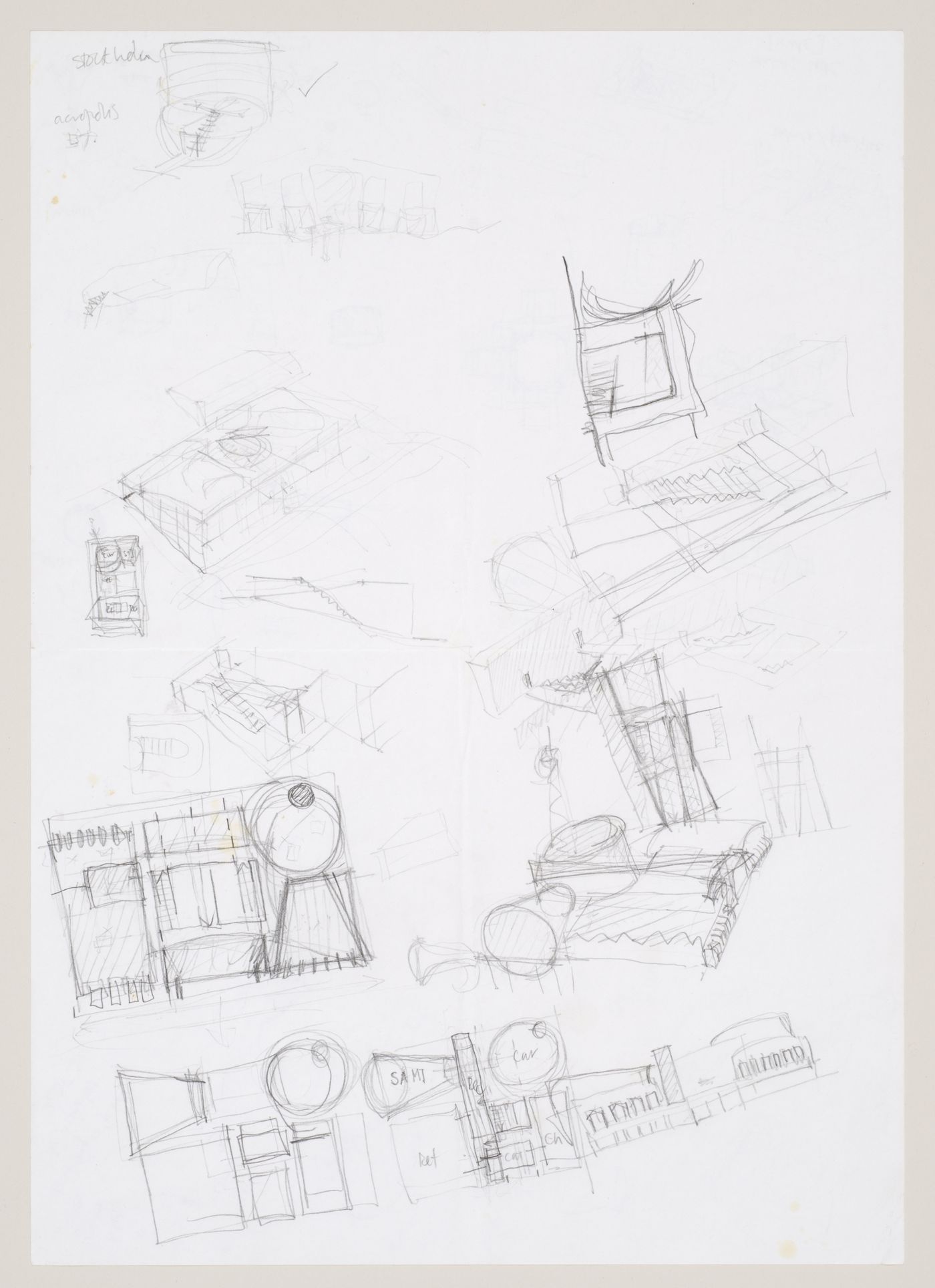 Bibliothèque de France, Paris, France: conceptual sketches (recto)