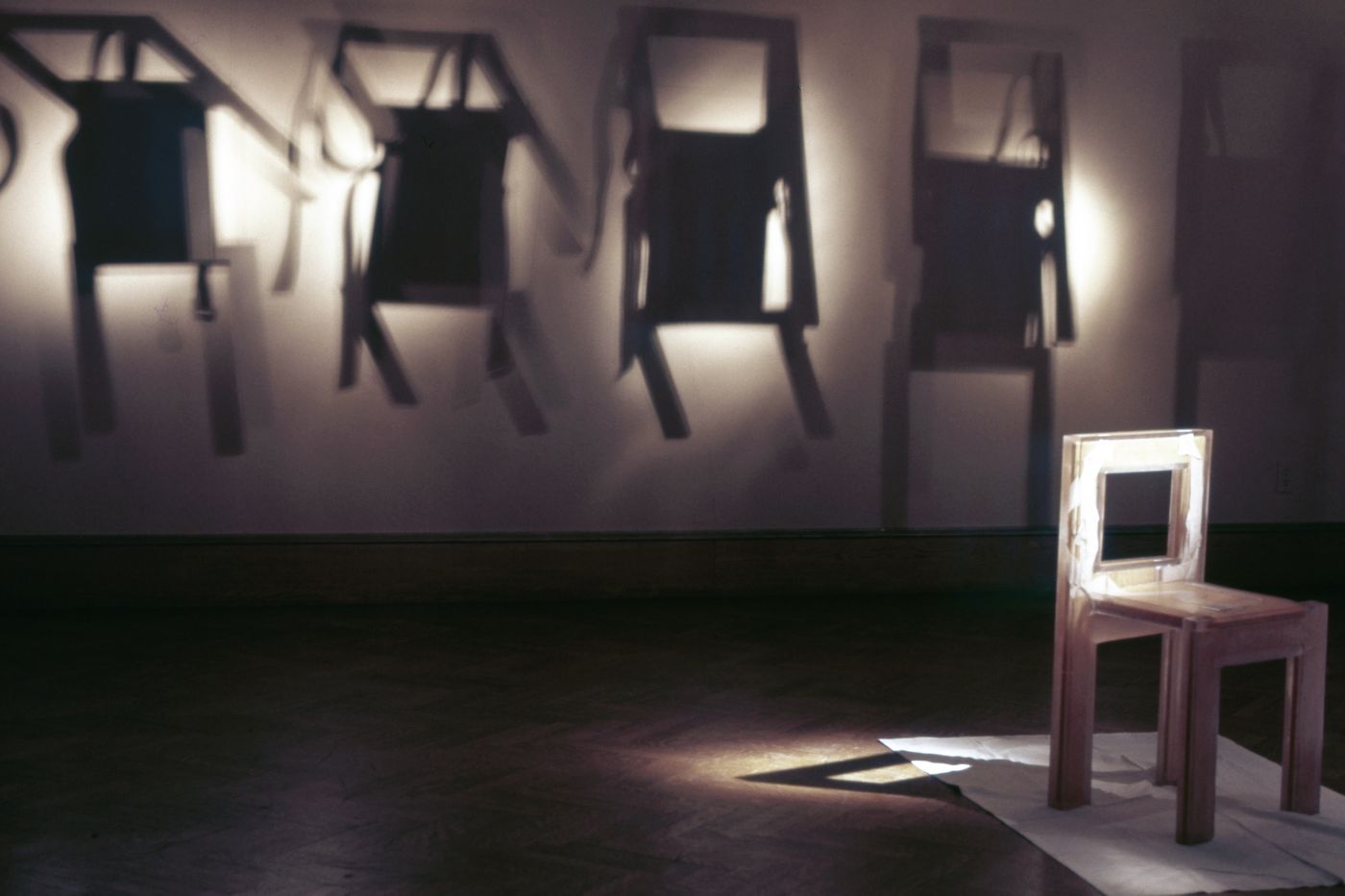 Slide of wearable chair installation at Minneapolis Institute of Art for performance Vestirsi Di Siede