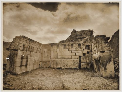 View of the Principal Temple with Intihuatana Hill and the Little Temple in the background, Sacred Plaza, Machu Picchu, Peru