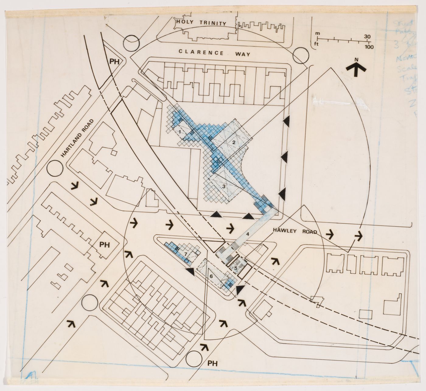 Fun Palace: site plan for the pilot project on Hamley Road, Camden Town, London