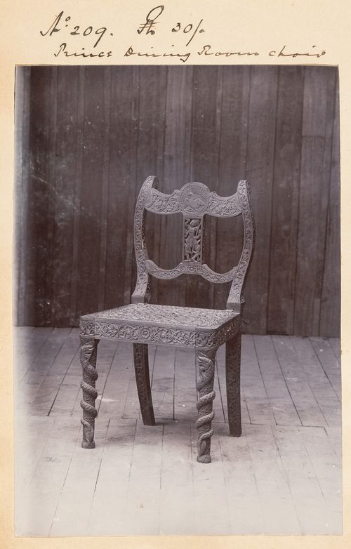 View of a chair, F. Beato Limited, C Road, Mandalay, Burma (now Myanmar)