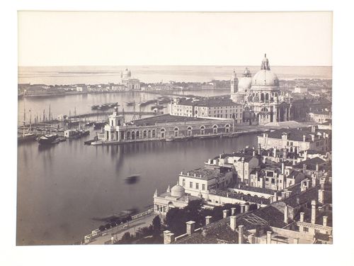 Panorama taken from the bell tower of Saint Mark's looking toward the ocean and church of Santa Maria della Salute, Venice, Italy