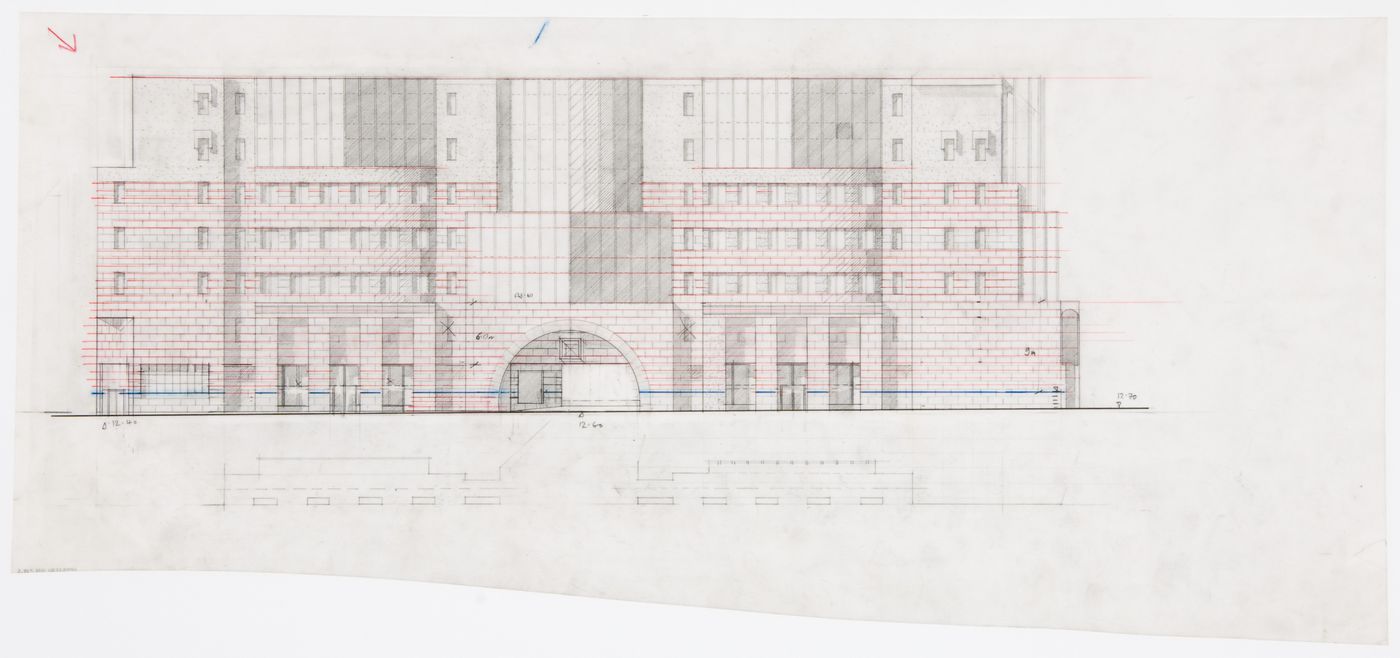 No.1 Poultry, London, England: elevation and section