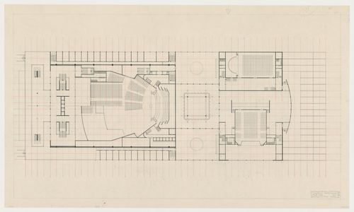 First floor plan for the main auditorium, music room and theatre for the Congress Hall Complex, The Hague, Netherlands