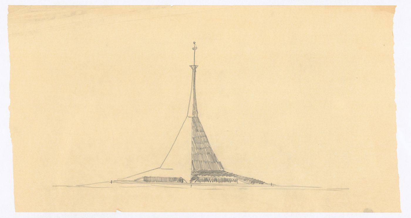 Sketched elevation, North Christian Church, Columbus, Indiana