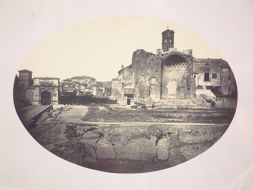 View of the Arch of Titus and the Tempio di Venere e Roma, Rome, Italy