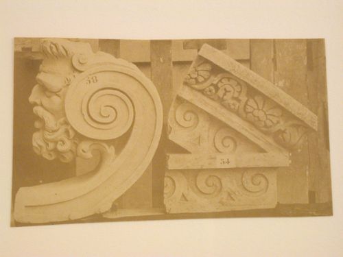 Close-up view of casts of sculptural details made for the Tuileries Palace and the Louvre, Paris, France