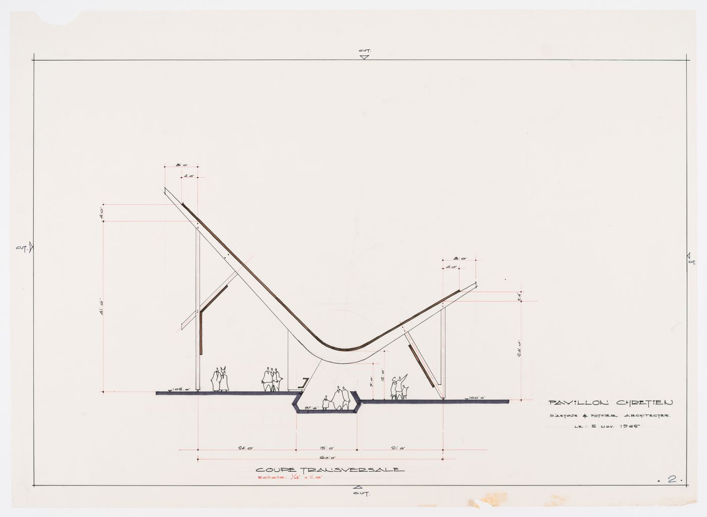 Coupe transversale pour Pavillon Chrétien, Expo 67, Montréal, Québec