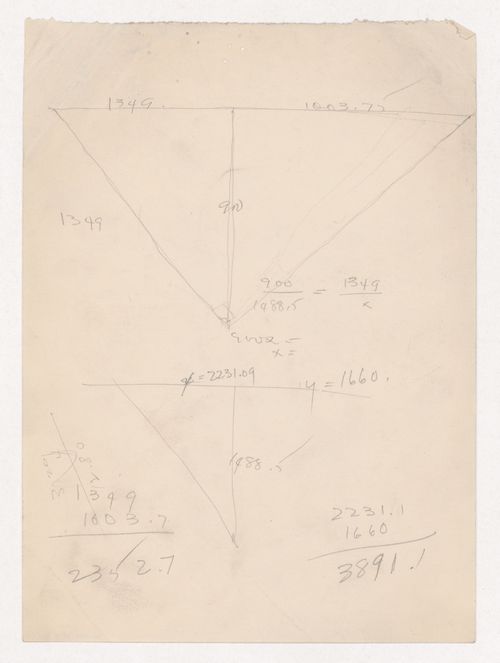Calculations for angles, probably for Illinois Institute of Technology