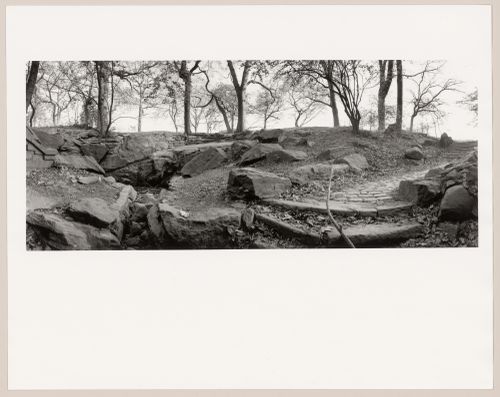 View adjacent to the Springbanks Arch looking south towards the North Meadow, Central Park, New York City, New York