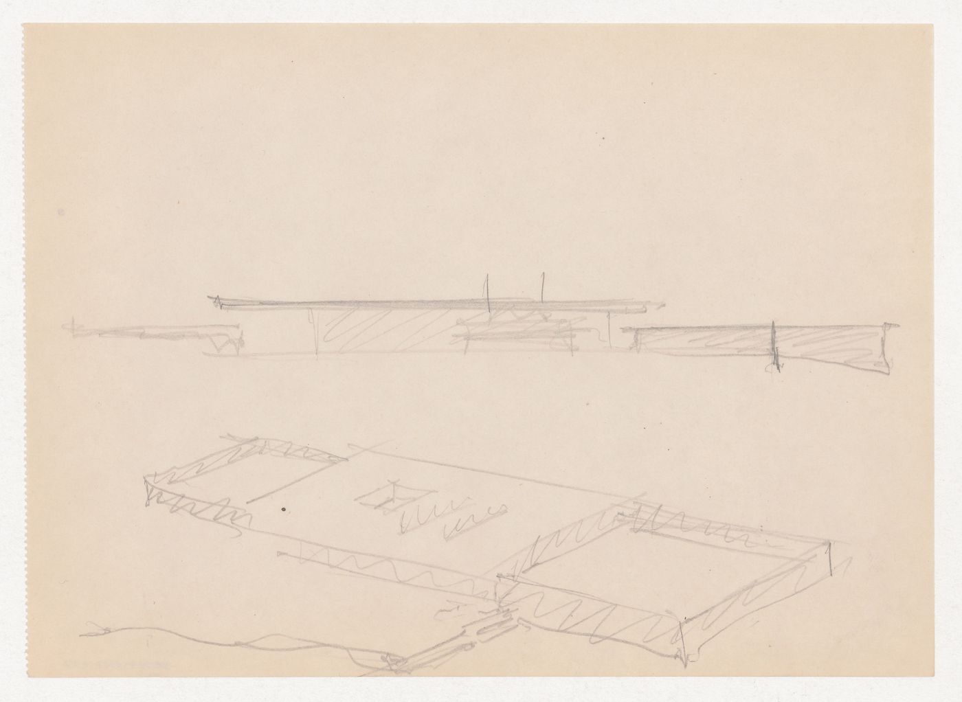 Sketch for the principal elevation and axonometric sketch for Museum for a Small City