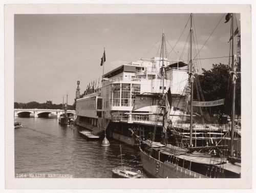 View of the Pavillon de la Marine Marchande with the Seine in the foreground, 1937 Exposition internationale, Paris, France