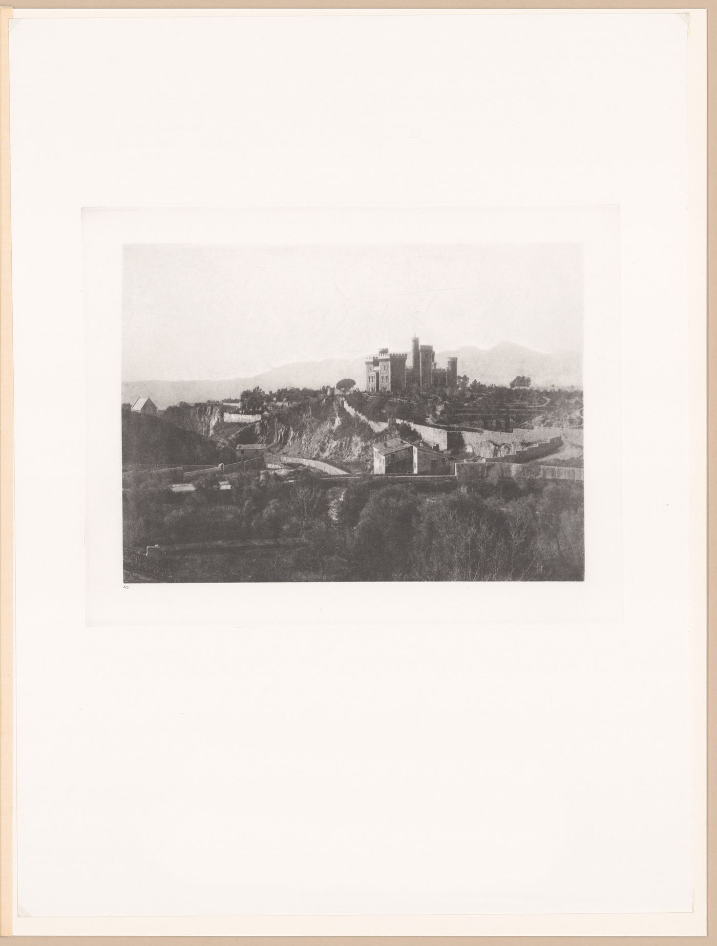 Distant view of château and surrounding buildings, Cannes, France