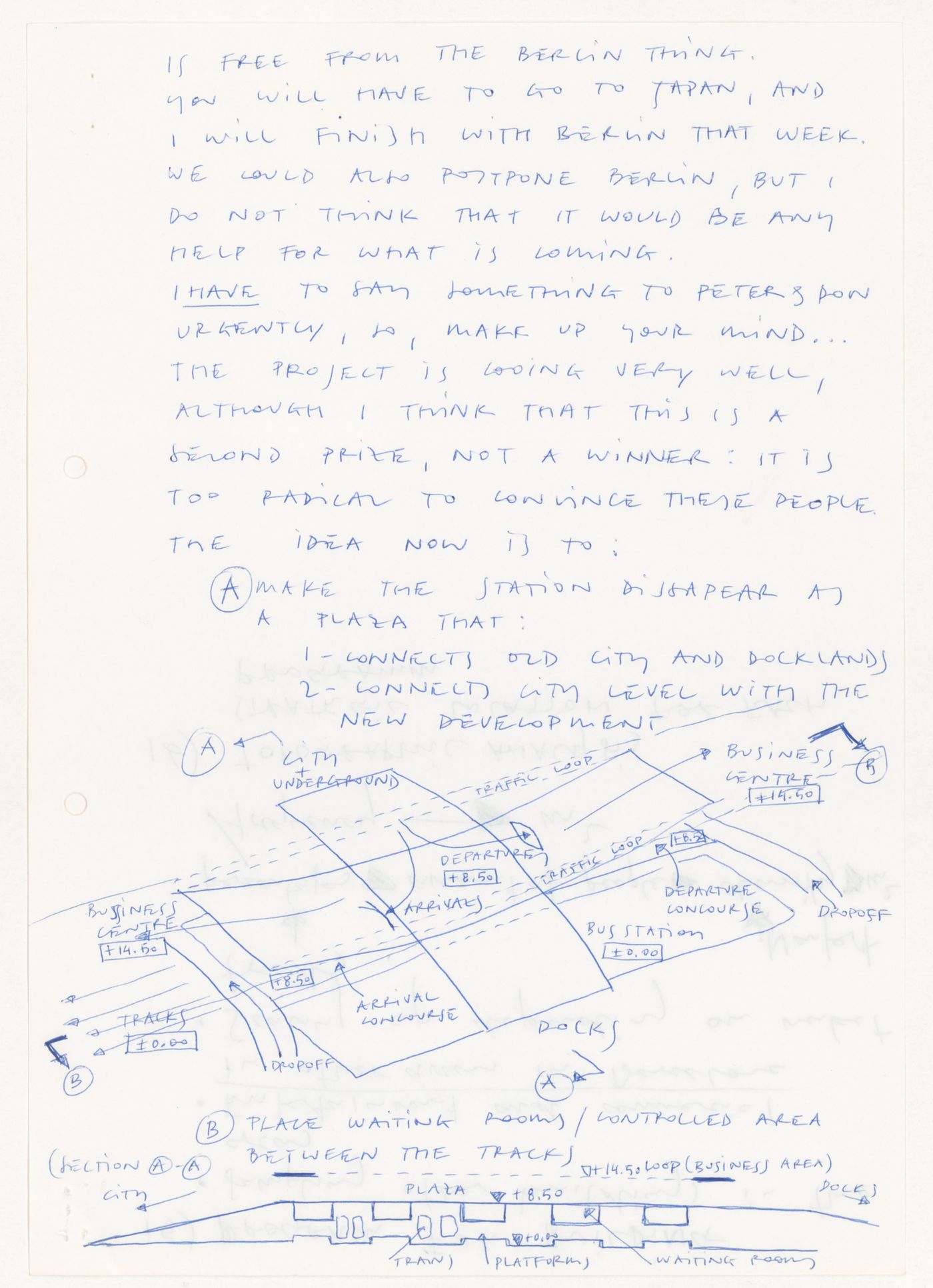 Draft letter from Alejandro Zaera Polo to Farshid Moussavi for High-Speed Railway Complex, Busan, South Korea