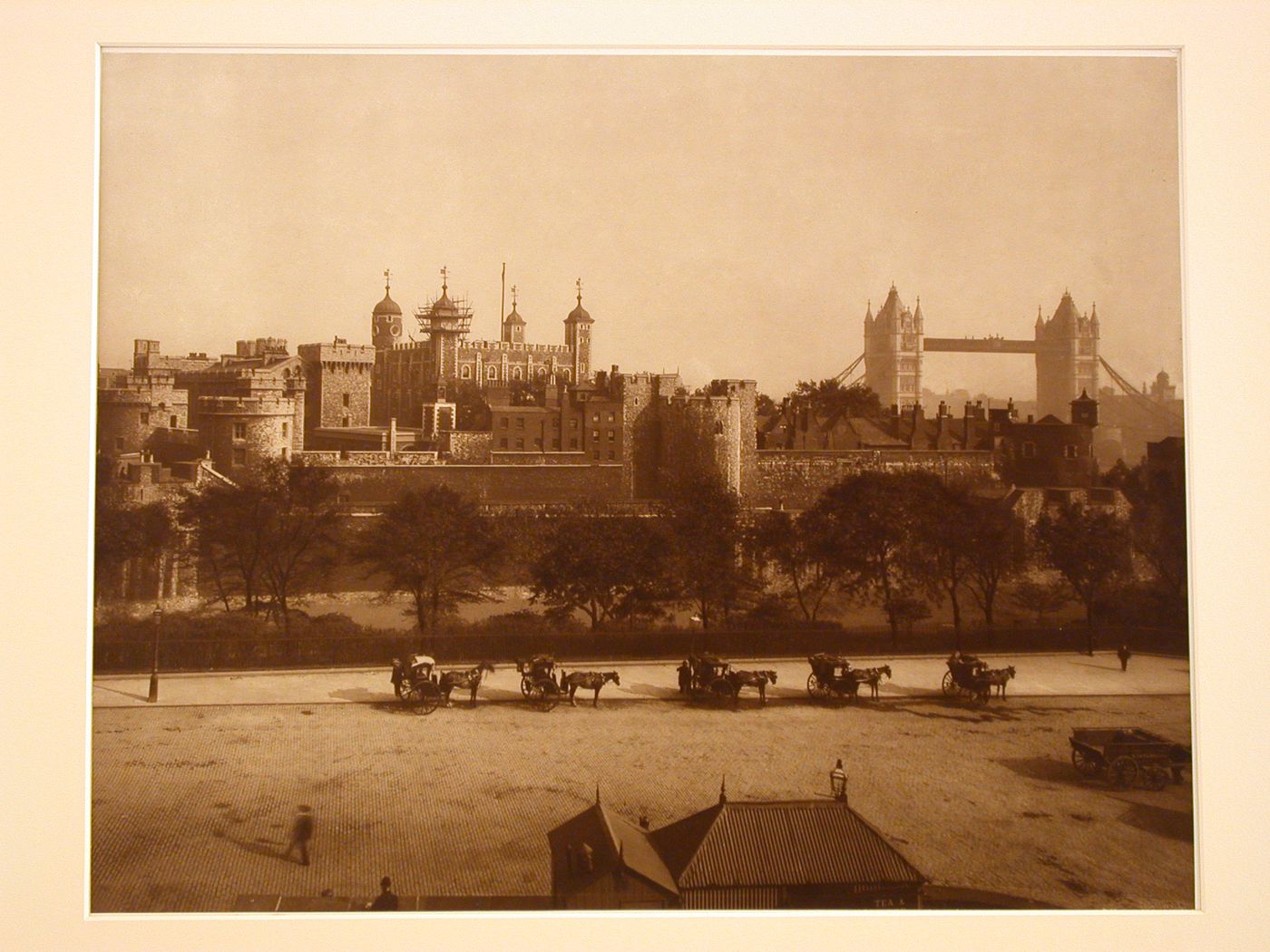 View of the Tower and Tower Bridge, London, England