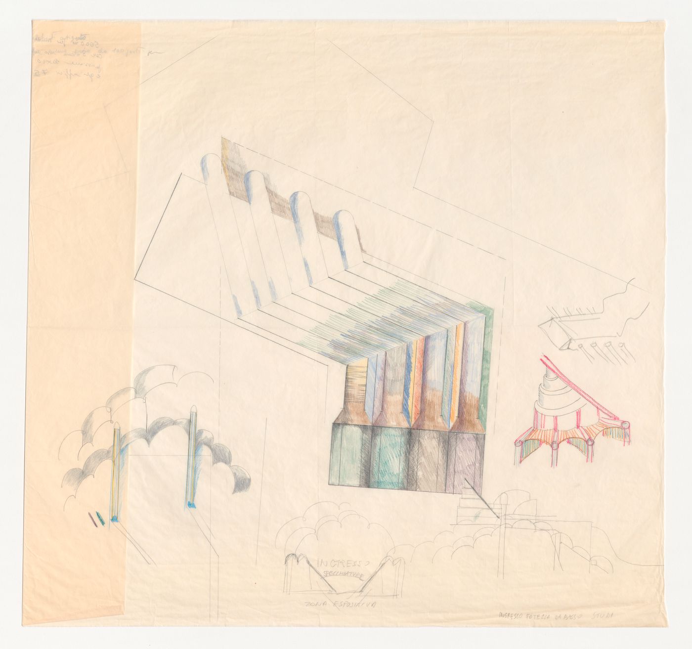 Sketches for Fortezza da Basso, National Centre for Arts and Crafts, Florence, Italy