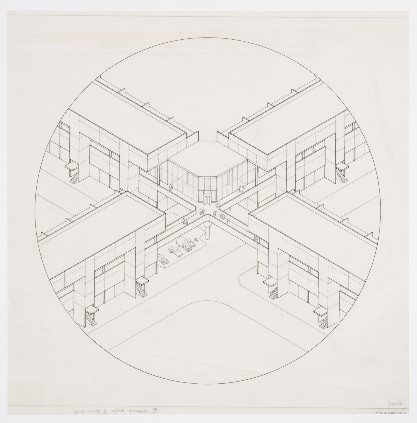 Southgate Housing, Phases I and IA, Runcorn, England: axonometric